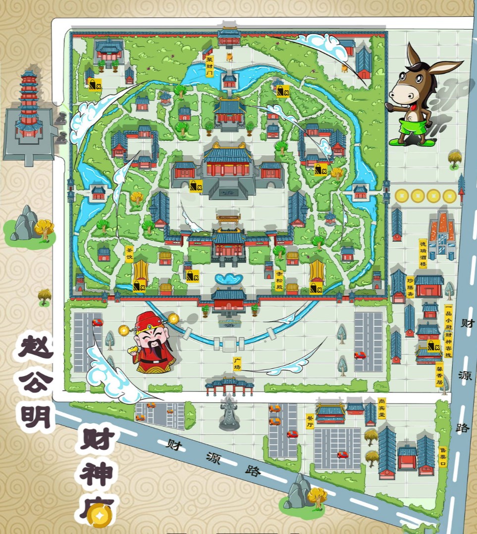 桃山寺庙类手绘地图